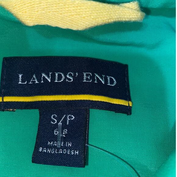 Lands End Women Small Windbreaker Rain Jacket Light Weight Green Hooded - Picture 3 of 7